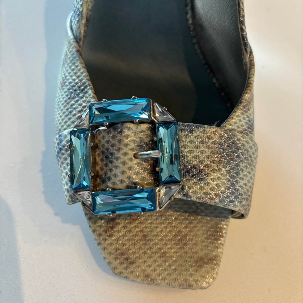 Marciano Blue Printed Leopard Sandals 7.5 Moyen - Picture 3 of 8